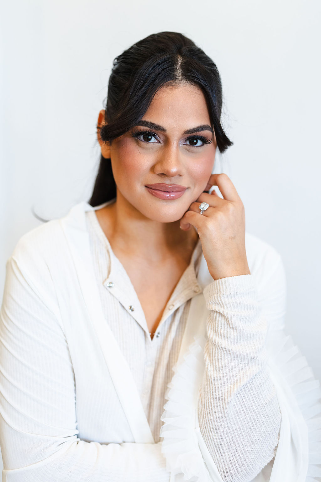 Ana in a polished bridal portrait before the wedding