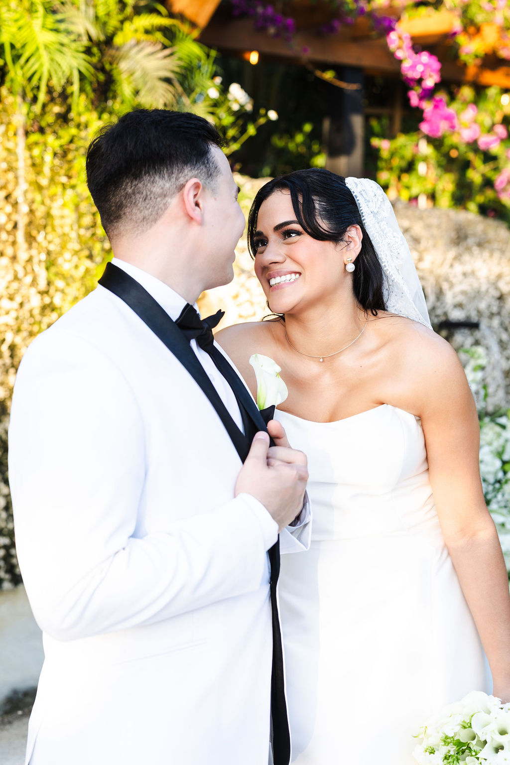 Ana in her wedding gown before walking into the garden