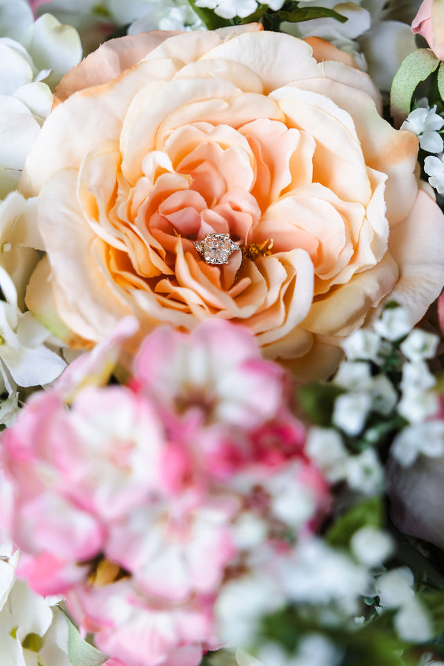 Soft peach and blush wedding flowers