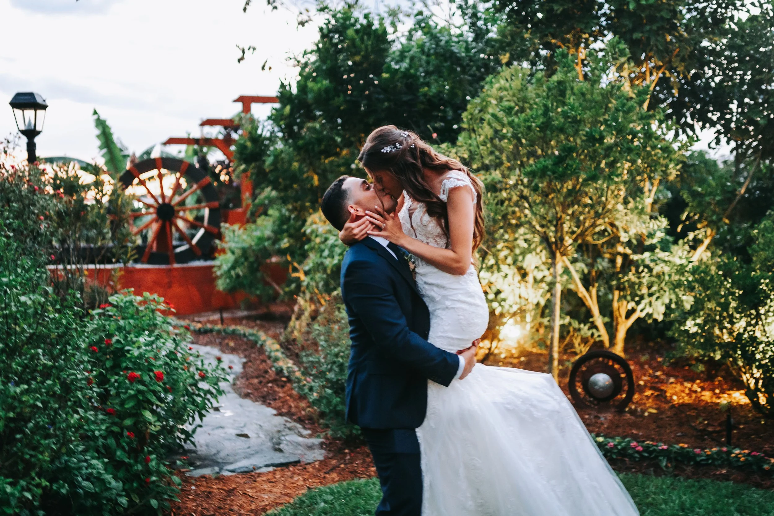Wedding portrait surrounded by South Florida greenery